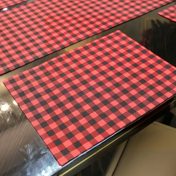  Vianočný stôl runner Červený Čierny Kockovaný Stolové Prestieranie Farbená Priadza, Bavlna Tartan Vankúš Tabuľka Mat Vianoce Domov Dekor Tabuľka