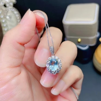  KJJEAXCMY jemné šperky 925 sterling silver vykladané Prírodné Sky blue topaz ženy krásne elegantné kvet gem prívesok, prsteň suppor