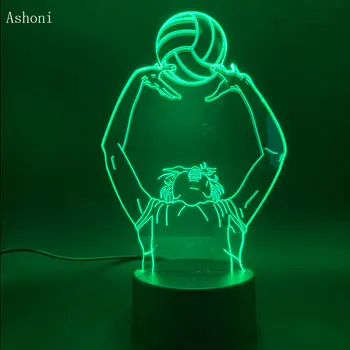  Šport Žien Volejbal Výťah Akcia Led Nočné Svetlo 3D Dotyk Lampa Farebné Svetlo 7 Farieb Zmena Vizuálnej Ilúzie Lampa Svetlo Darček