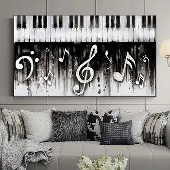  Čierna a Biela Hudba Klavíra Obrázok Plátno na Maľovanie na Stenu Moderné Umenie Plagátu a Tlač v spoločenskej Miestnosti Domova Cuadros