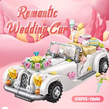  LOZ Mini City Romantické Svadobné Auto Stavebné Bloky Priateľmi Cartoon Technické Vozidla DIY Tehly Hračky na Valentína Darček