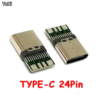  YUXI 1PCS USB 3.1 Typu C Konektor 24Pin Žena s PCB Drôt Spájkovanie, Typ 4-pin Údaje Dĺžka 15 mm