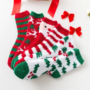  Nové dámske Ponožky Zimné Teplé Vianočný Darček Cartoon Ponožky Pohodlné Bavlnené Mäkké Krásne Santa Vianočné Ponožky Ponožky