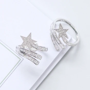  Aazuo 18K Biele Zlato Reálne Schodisko Diamond Fashion Star Krúžok Darček pre Ženu Navrhnúť Zapojenie Vianočný Darček Au750