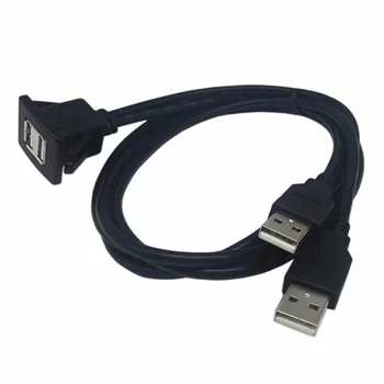  Prenosné USB2.0 Flush Mount Kábel 1M Dvojlôžková/Jednolôžková USB Port Rozšírenie Flush Panel Panel Prípojný Kábel pre Auto, Loď Motocykel
