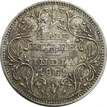  1862 India Pol Rupia Victoria A Queen Cupronickel Á Strieborných Zberateľských Kópiu Mince