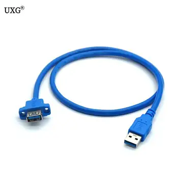 40 cm USB 3.0 Predlžovací Kábel mužmi a M/F Fólia+Pletená Tienené Skrutky Panel Mount