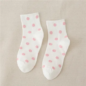  1 Pár Jesenné a Zimné NOVÉ Žien Dot Retro Uprostred Trubice Ponožky Čistej Bavlny Dot Japonský Priedušná Módne dámske Ponožky