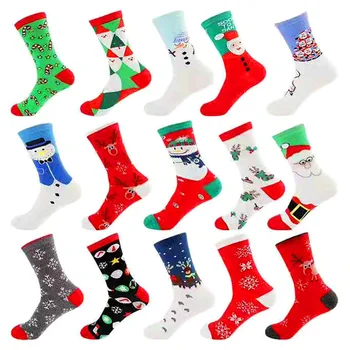  27 Štýl Ženy, Vianočné Ponožky Novej Zábavnej Happy Xmas Santa Claus Strom Elk Snowflake Cartoon Sokken Dlhé Ponožky