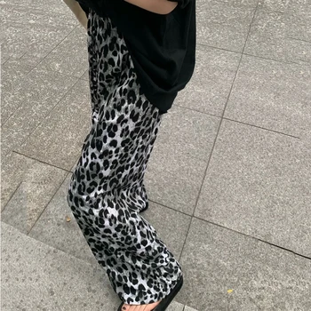  Leopard Dizajn Bežné Nohavice Elastický Pás Ženy Streetwear Módy Harajuku Bokovky Hip Hop Vintage Plnej Dĺžke Y2K Elegantný Štýl