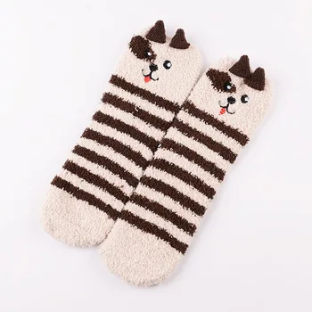  Výšivky Zimné Zahustiť Vianočné Teplé Ponožky Coral Fleece Poschodí Ponožky 3D animovaný Ženy Muži Spať, Ponožky Nový Rok S Darčekovej krabičke