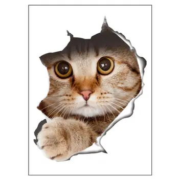  1PC Karikatúra Roztomilý Mačka 3D Stenu Dekoratívne Samolepky Wc Vložiť Kryt Nálepky 21*29 cm