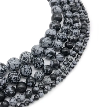  Prírodný Kameň Snowflake Obsidian Alabaster Kolo Voľné Korálky Pre Šperky, Takže Diy Náramok, Náhrdelník 4 6 8 10 12 mm
