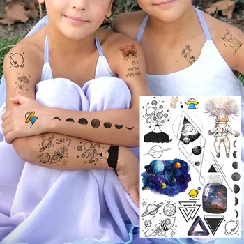  Vysoko Kvalitné Farebné Dočasné Tetovanie Pre Ženy, Mužov, Deti Nepremokavé Falošné Geometrické Planét Tetovanie Jednorazové Kozmetické Pre Dieťa