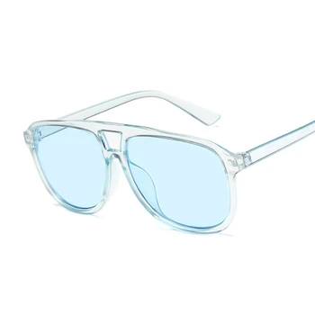  Nové Candy-farebné Nadrozmerné Okuliare Ženy Značky Dizajnér slnečné Okuliare Žena Dvojitý Most Okuliarov Mirror Black Oculos De Sol