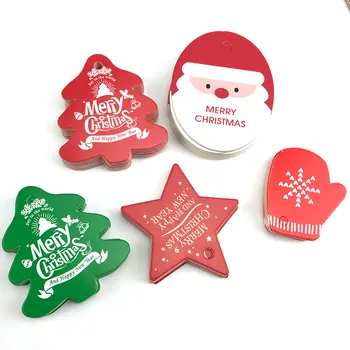  50pcs-Hviezdičkový Santa Claus Zavesiť Značky Candy Bag Dekorácie Vianočné Darčekové Balenie Značky Xmas Party Ručné Biscuit Dekor Dodávky