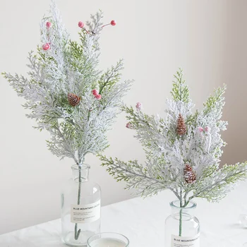  Umelé Biele Kvety DIY Scrapbooking Malé Kytice Paprade Falošné Rastliny Umelú Trávu pre Domáce Svadobné, Vianočné Dekorácie