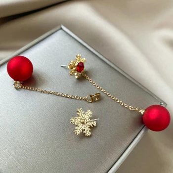  LANIWOO Červená Visieť Drop Náušnice Snowflake Strapec 2020 Nový kórejský Módne Šperky Veľkoobchod Príslušenstvo Pre Ženy, Dievčatá