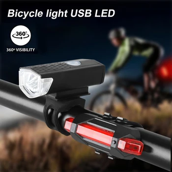  Cyklistické Svetlo na Bicykel USB Nabíjateľné Mount 3 Režimy Svetlo na Bicykel Predné a Zadné Nepremokavé Cyklistické Svietidlo LED Reflektor Riadidlá