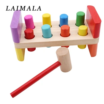  Drevené Búšenie Lavica Hammer Deti Hračiek Multifunkčný Nástroj Údržby Box Dieťa Matica Zmes Hluku Maker