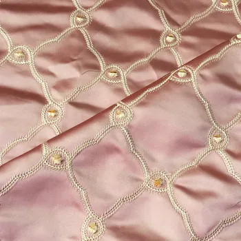  Klasická diamantovým Vzorom Výšivky z Hodvábu, ako Pohovka Kreslo Vily Hotel Home Dekoratívne Textílie 140 cm Šírka 5 farieb Predať do meter