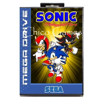  Sega MD hry, karty -Sonic Megamix EÚ Kryt pre Sega MegaDrive Video Herné Konzoly 16 bit MD karty