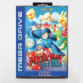  Sega MD hry, karty - Mega Man Je Prefíkaný Wars 2 EU Nálepka s box pre Sega MegaDrive Video Herné Konzoly 16 bit MD karty