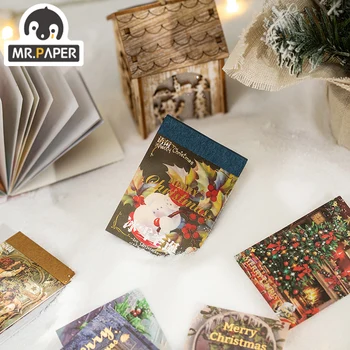  Pán Papiera 6 Dizajn Vianočné Pozdravy Série Nálepky Kniha 30 Tvorivé Mini Pocket Dekorácie DIY Koláž Materiál Nálepková Kniha
