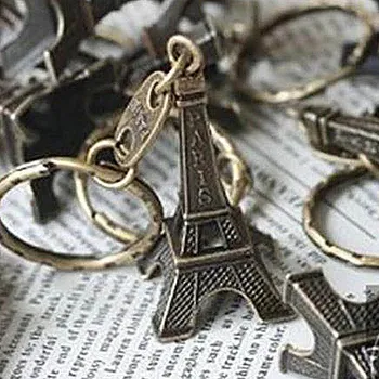  1pcs/set 3d Eiffelova Veža francúzsky obchod so Paríž Ozdoby Keychain Roztomilou Ozdobou Keyring Bronz Striebro, Zlaté Ozdoby