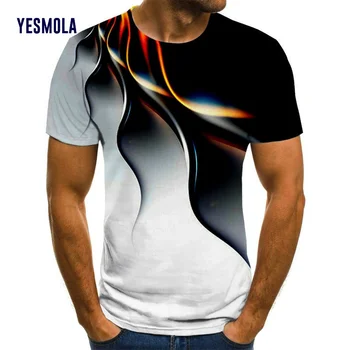  YESMOLA pánske T-shirt 3d Vytlačené Krátky Rukáv O Krk Bežné Tričko 2021 Nové Letné Osobnosti Lightning Fashion T-shirt