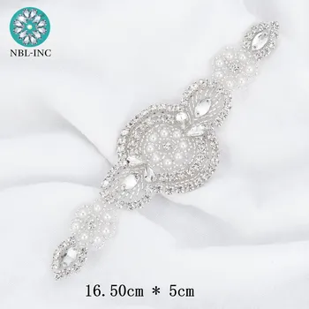  (10PCS) Ručné svadobné korálkové šitie crystal silver drahokamu nášivka patch na svadobné šaty krídla hlavový most WDD0019