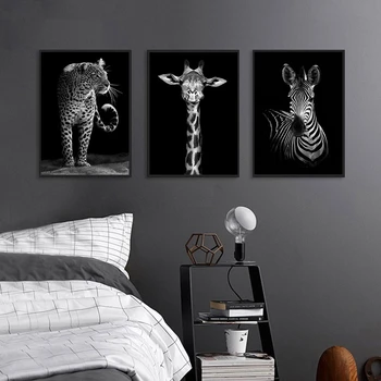  Zviera Wall Art Lev, Slon Jeleň Zebra Plátno Maľovaní Plagátov a Vytlačí Škandinávskych pre Obývacia Izba Domova Cuadros