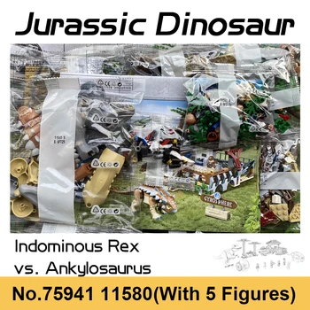  566pcs Jurský Sveta Dinosaurov stavebné bloky Tyrannosaurus Indominous Rex vs Ankylosaurus Tehly Hračky Pre Deti, Darčeky 75941