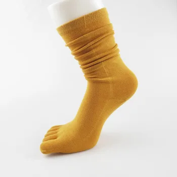  Čistá Bavlna Päť Prst Ponožky Ženy Pevné Päť Prstov, Zábavné Ponožky Žltá Priedušná Krátke Prst Sox Mäkké Mid-Tube Chaussette Femme