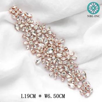  (1PC) Kamienkami svadobné pás diamond zlaté svadobné šaty pás crystal svadobné krídla pre svadobné šaty, doplnky WDD0633