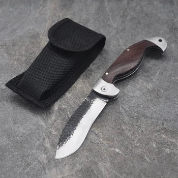  Damask Taktické Skladacie nože Eben rukoväť Outdoor Camping Prežitie Lovecký Nôž prenosné Vreckové Kompaktný Nože nástroj +Prezervatívy