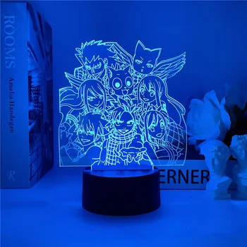  Víla Chvost Kolekcia Led Nočné Svetlo Natsu Lucy Šťastný Farebné Akrylové Neon Nočného Stolové Lampy, Spálňa Decor Anime Darček