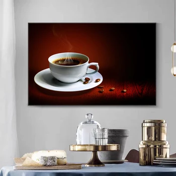  Nordic Horúcej Kávy Plátno Maľovaní Plagátov a Vytlačí Kaviareň Wall Art Obraz Cuadros pre Kuchyňa Izba Domáce Dekorácie