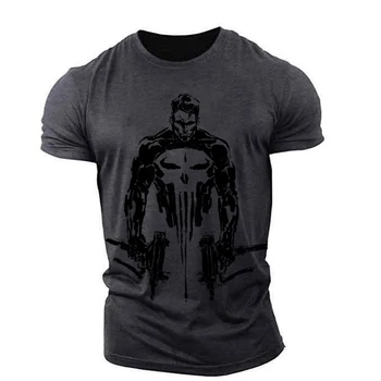  Punisher Lebka grafický tričká Pre Svaly Muži t-shirt Športové Outdoorové Ľahké, Tenké A Priedušná pružnosť T-Shirts