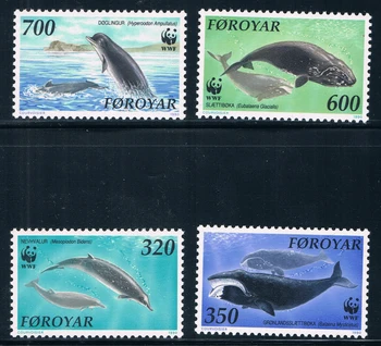  4Pcs/Nastaviť Nové Faerské Ostrovy Post Pečiatka 1990 severoatlantickej Veľryba Pečiatky MNH
