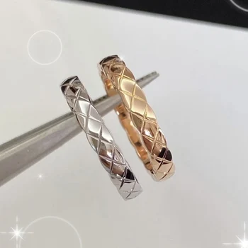 Horúca Štýl Značky Šperky Rhomboid Krúžky Rose Gold S925 Mincový Striebro Zjednodušené Všestranný AAA Zirkón Luxusné Elegantné Reálnej Maiden