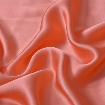 HYSK silk satin textílie coral mäkké lesklé solid farba obojstranný pohodlné materiálu na košele sleepwear rúcha V025