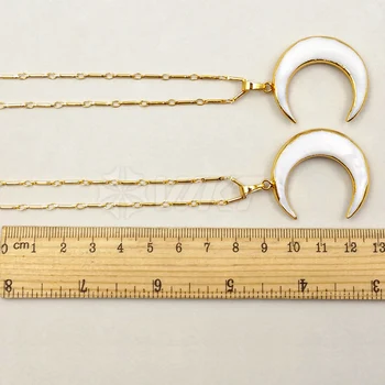  WT-N972Wholesale 10 ks / veľa prírodných shell horn náhrdelník Vysokej kvality mesiac náhrdelník zlato electroplate pre ženy šperky 35mm