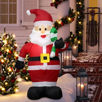  Vianočné Nafukovacie Model Santa Claus Drží Candy Cane so Svetlom na Nádvorí Trávnik Festival Party Dekorácie Vklad Rekvizity