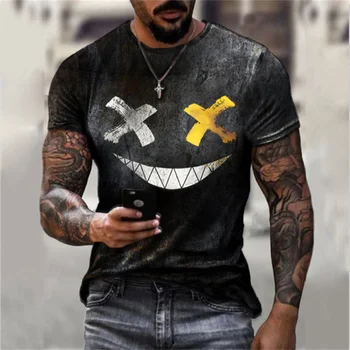 Nové Letné Muž Fashion tričko Harajuku 2021 Mužov 3D Tlač Príležitostné Športové tričko O-krku Bežné Krátky Rukáv Topy Mužov Oblečenie