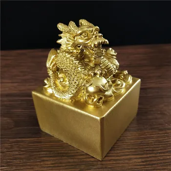  Zlatý Čínsky Drak Sochy, Sošky Veľké Imperial Jade Tesnenie Živice Plavidlá Feng Shui Rok Zverokruhu Dragon Socha Domáce Dekorácie