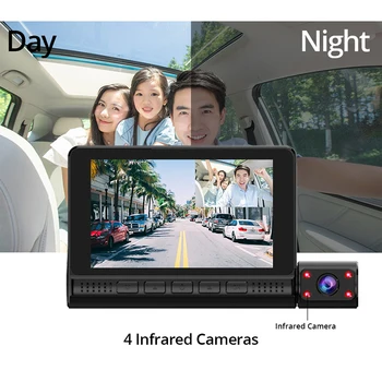  Automobilové Dvr Dash Cam 4.0 Palcový Dotykový Displej 3 Kamery Objektív, Video Rekordér S Spätné Kamery Auto Registrator Dash Fotoaparát
