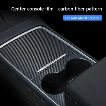  PVC stredovej Konzoly Zábal Auta Časti Nálepky Uhlíkových Vlákien Textúra Náhrada za Tesla Model 3 /Y 2021 Automobilové Príslušenstvo