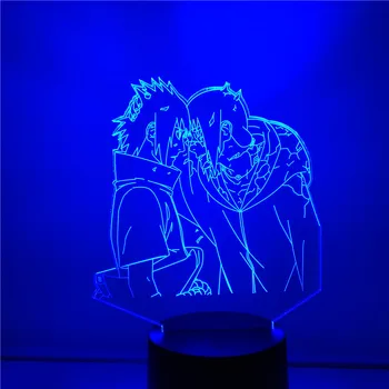  Anime Naruto Figúrka Brat Uchiha Itachi a Uchiha Sasuke 3D Nočné Svetlo LED Tabuľka Dekor Svetlo pre Bedsid Domov Nightlamp
