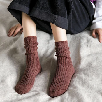  Jesenné a Zimné Nové Dámske Ponožky Škole Štýl Farbou Zahusťovanie Módne Dámy Teplé Ponožky
